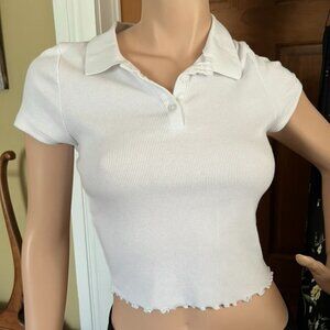 Wild Fable White Ribbed Crop Top